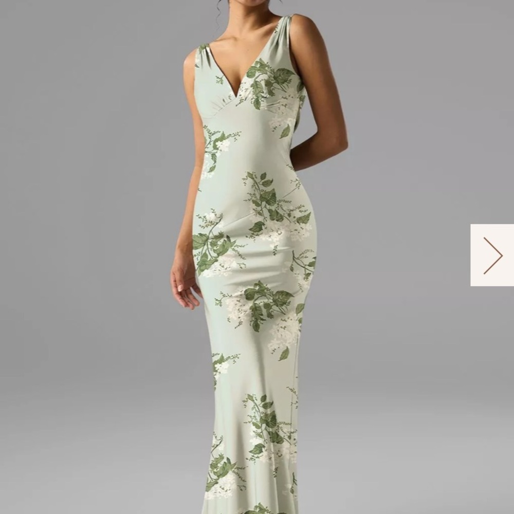 Sleeveless V-Neck Sage Green Floral Maxi Dress